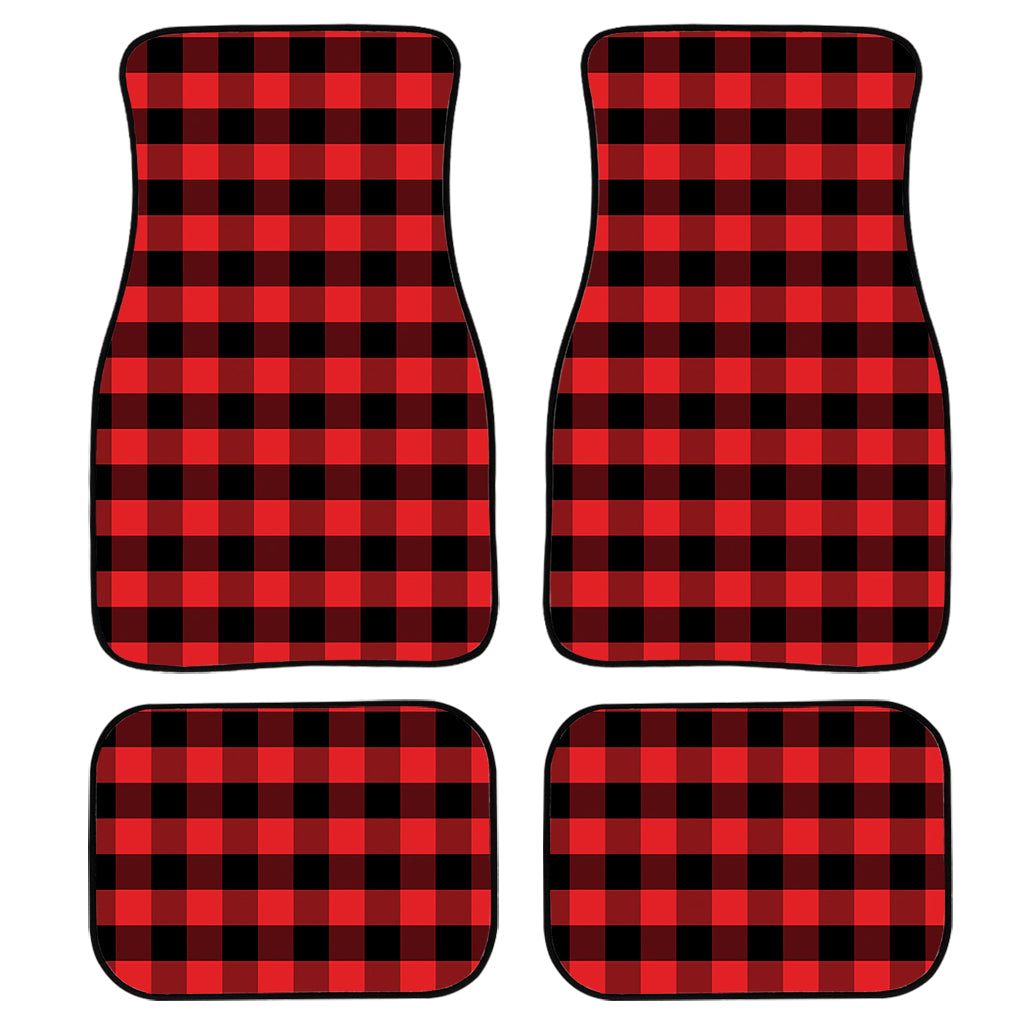 Red And Black Check Pattern Print Front And Back Car Floor Mats/ Front Car Mat