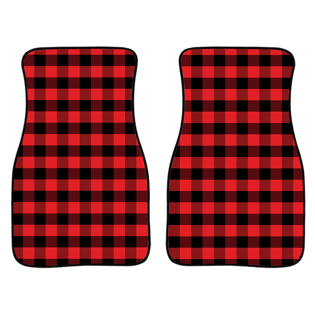Red And Black Check Pattern Print Front And Back Car Floor Mats/ Front Car Mat
