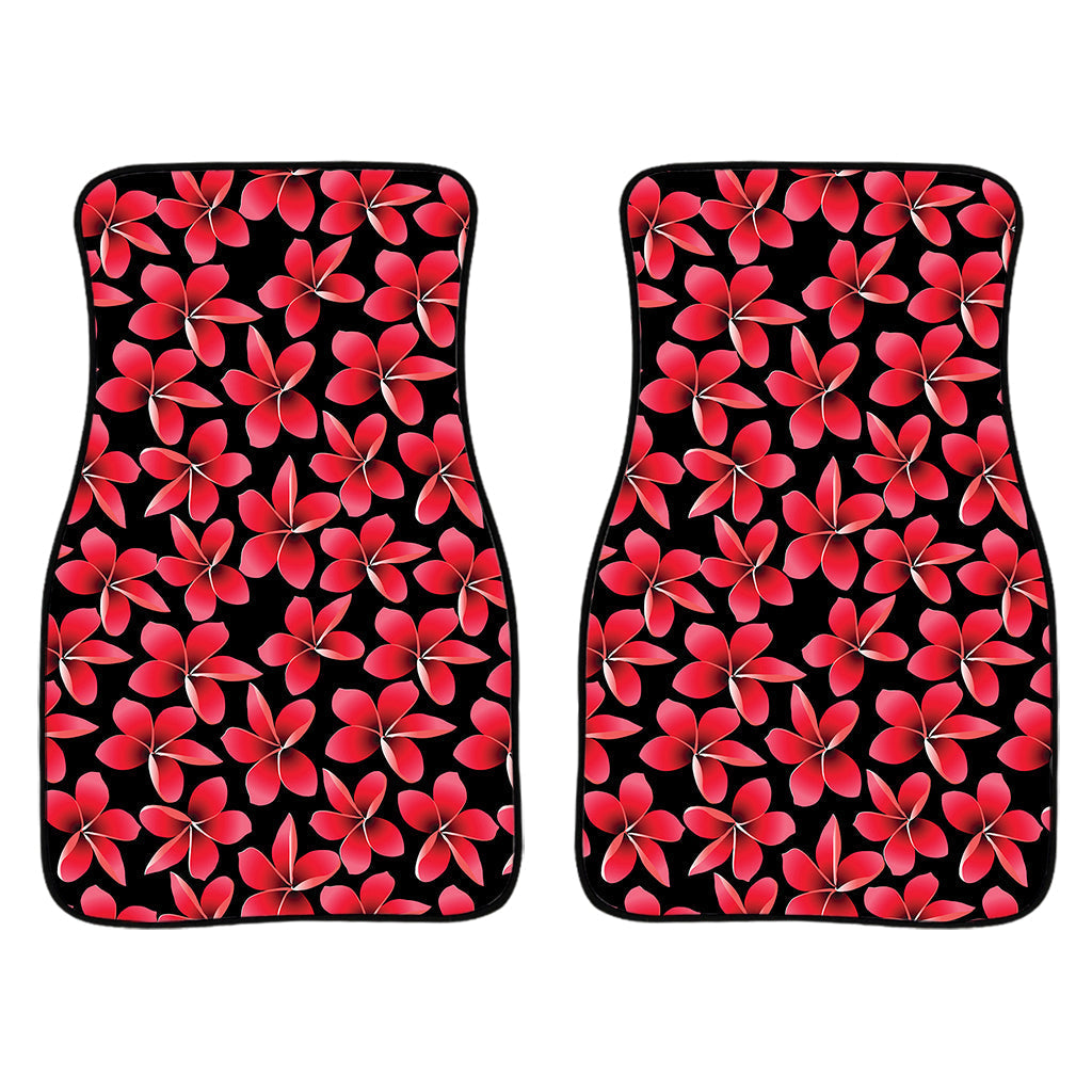 Red And Black Frangipani Pattern Print Front And Back Car Floor Mats/ Front Car Mat