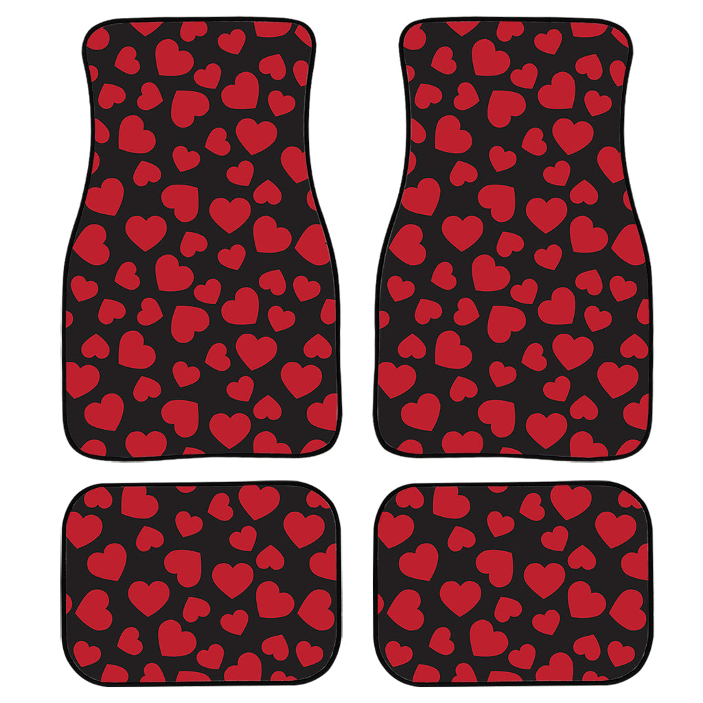 Red And Black Heart Pattern Print Front And Back Car Floor Mats/ Front Car Mat