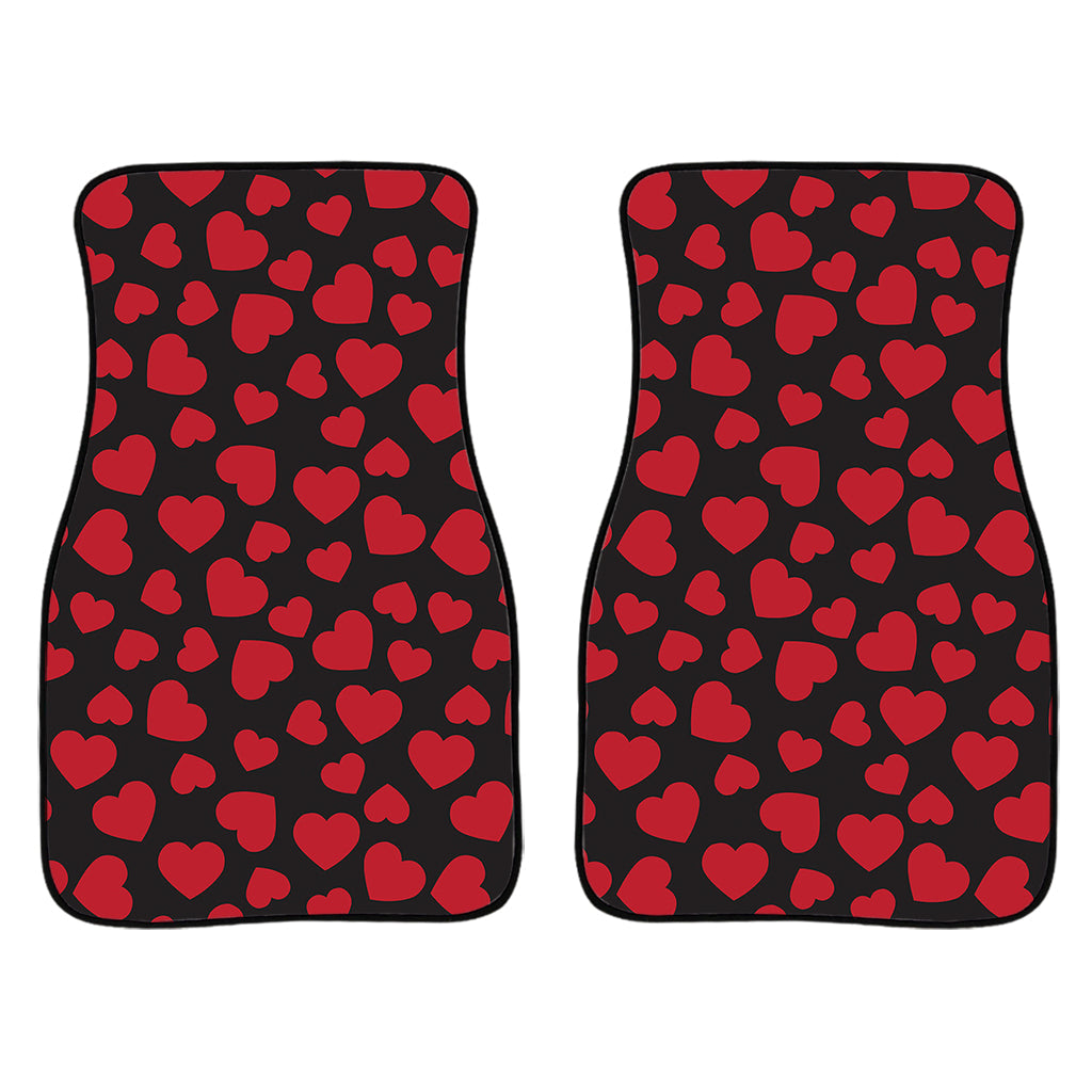Red And Black Heart Pattern Print Front And Back Car Floor Mats/ Front Car Mat