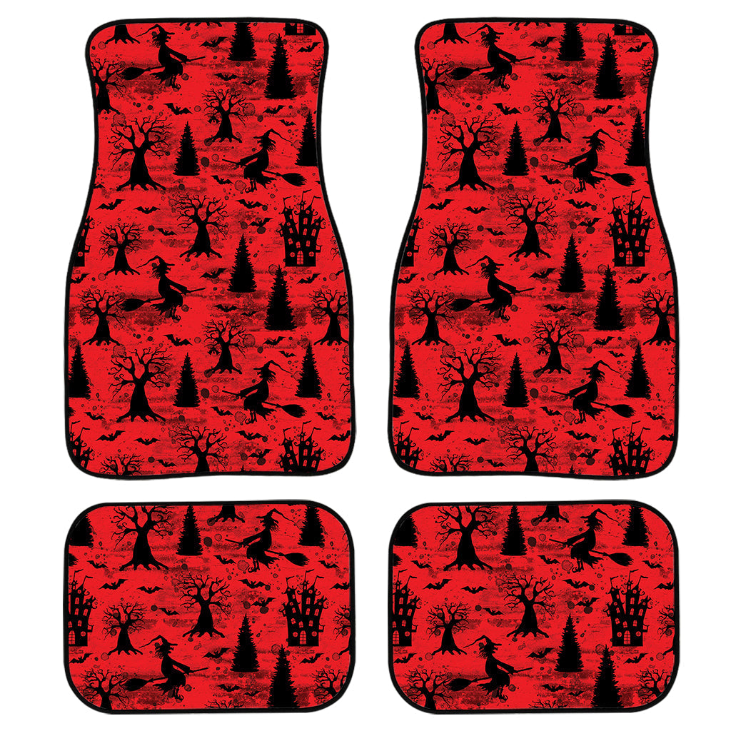 Red And Black Horror Witch Pattern Print Front And Back Car Floor Mats/ Front Car Mat