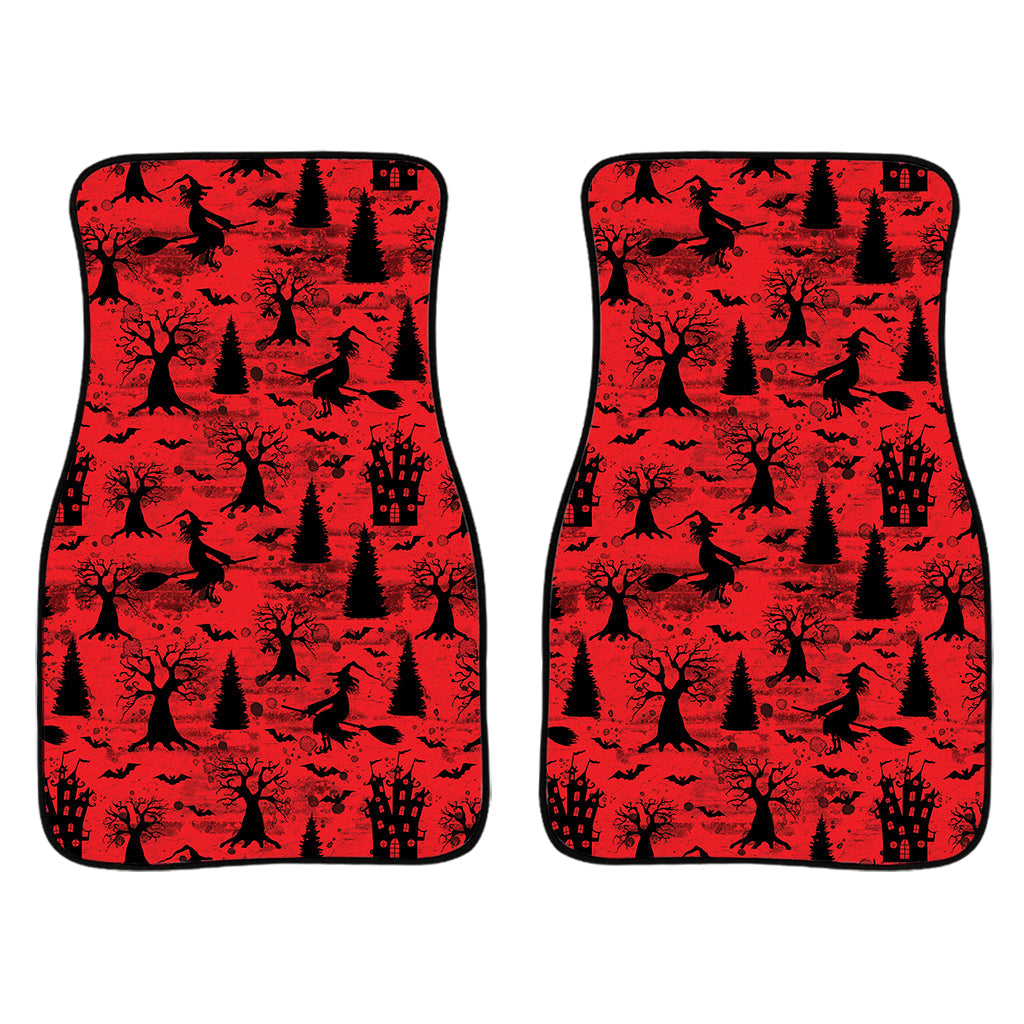 Red And Black Horror Witch Pattern Print Front And Back Car Floor Mats/ Front Car Mat
