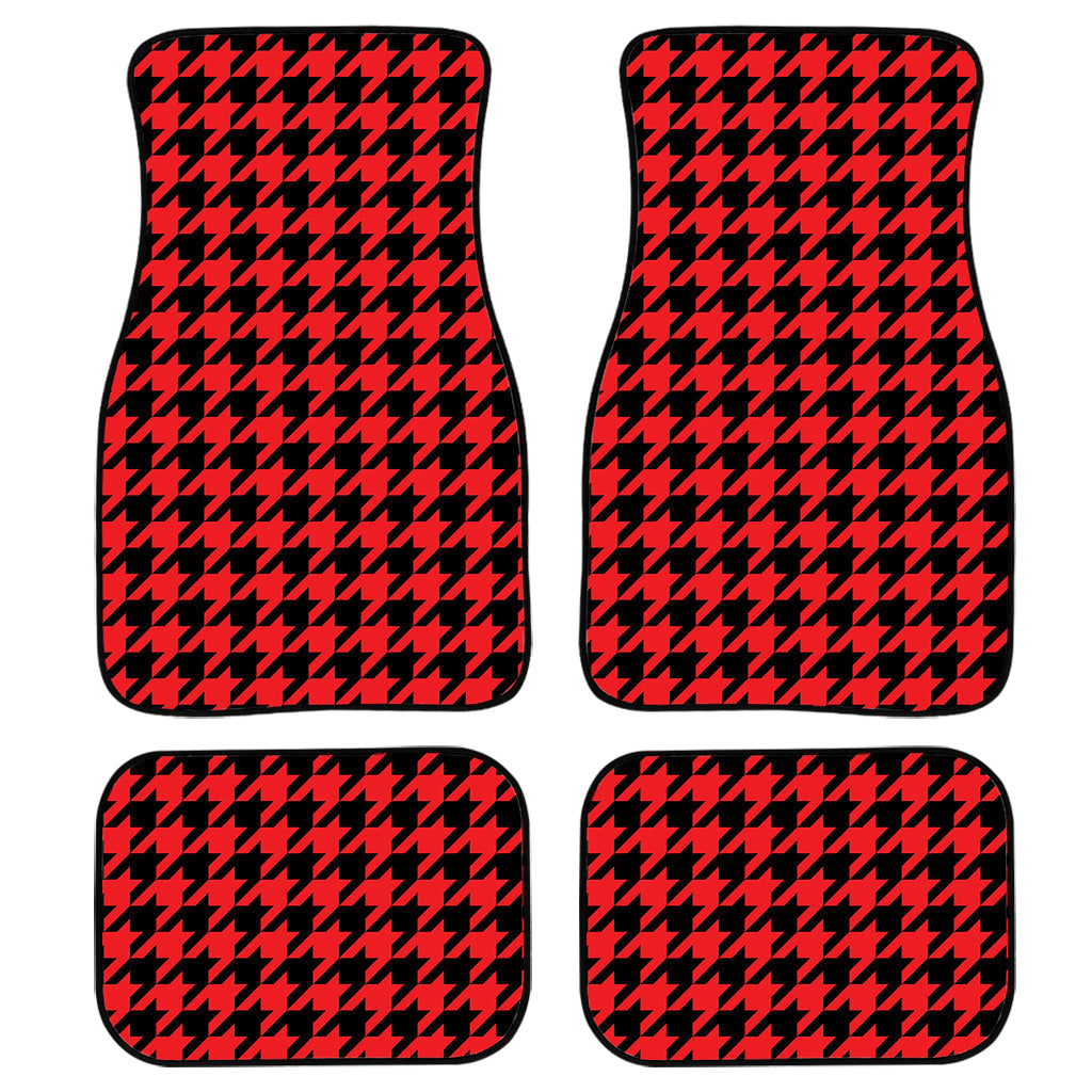 Red And Black Houndstooth Pattern Print Front And Back Car Floor Mats/ Front Car Mat