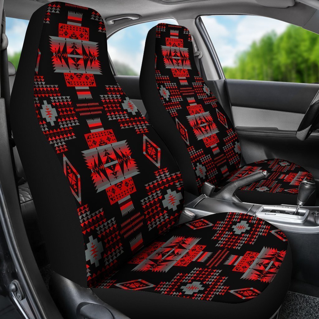 Red And Black Native Tribal Universal Fit Car Seat Covers