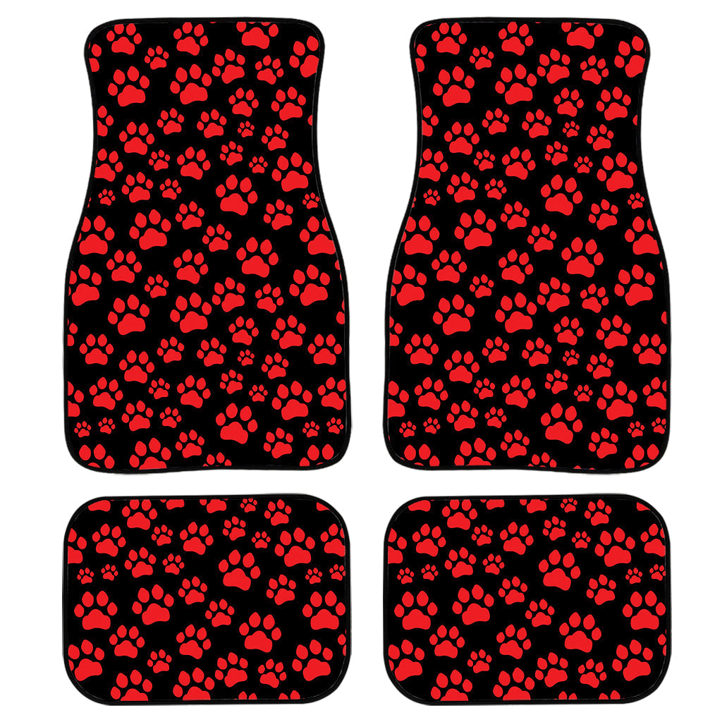 Red And Black Paw Pattern Print Front And Back Car Floor Mats/ Front Car Mat