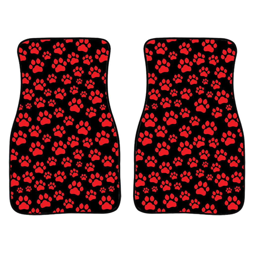 Red And Black Paw Pattern Print Front And Back Car Floor Mats/ Front Car Mat