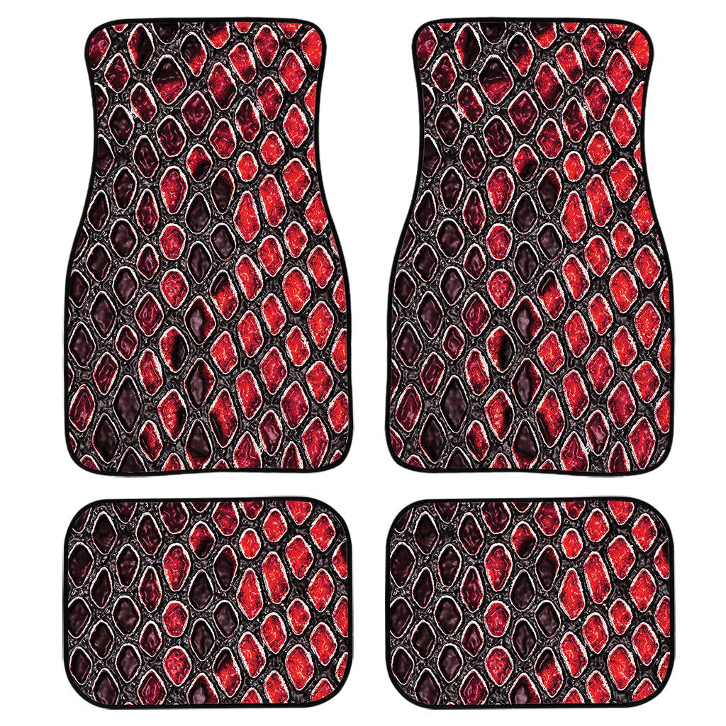 Red And Black Snakeskin Print Front And Back Car Floor Mats/ Front Car Mat