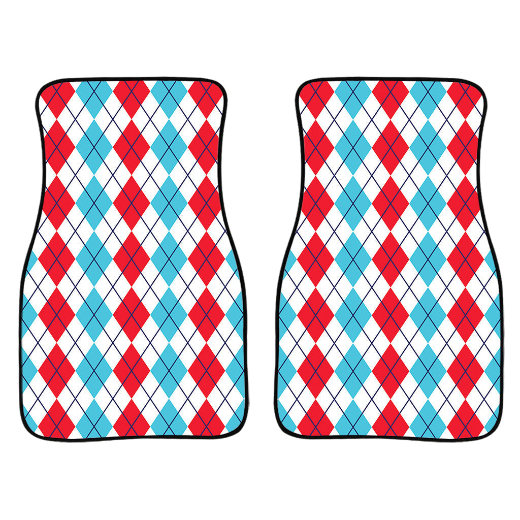 Red And Blue Argyle Pattern Print Front And Back Car Floor Mats/ Front Car Mat