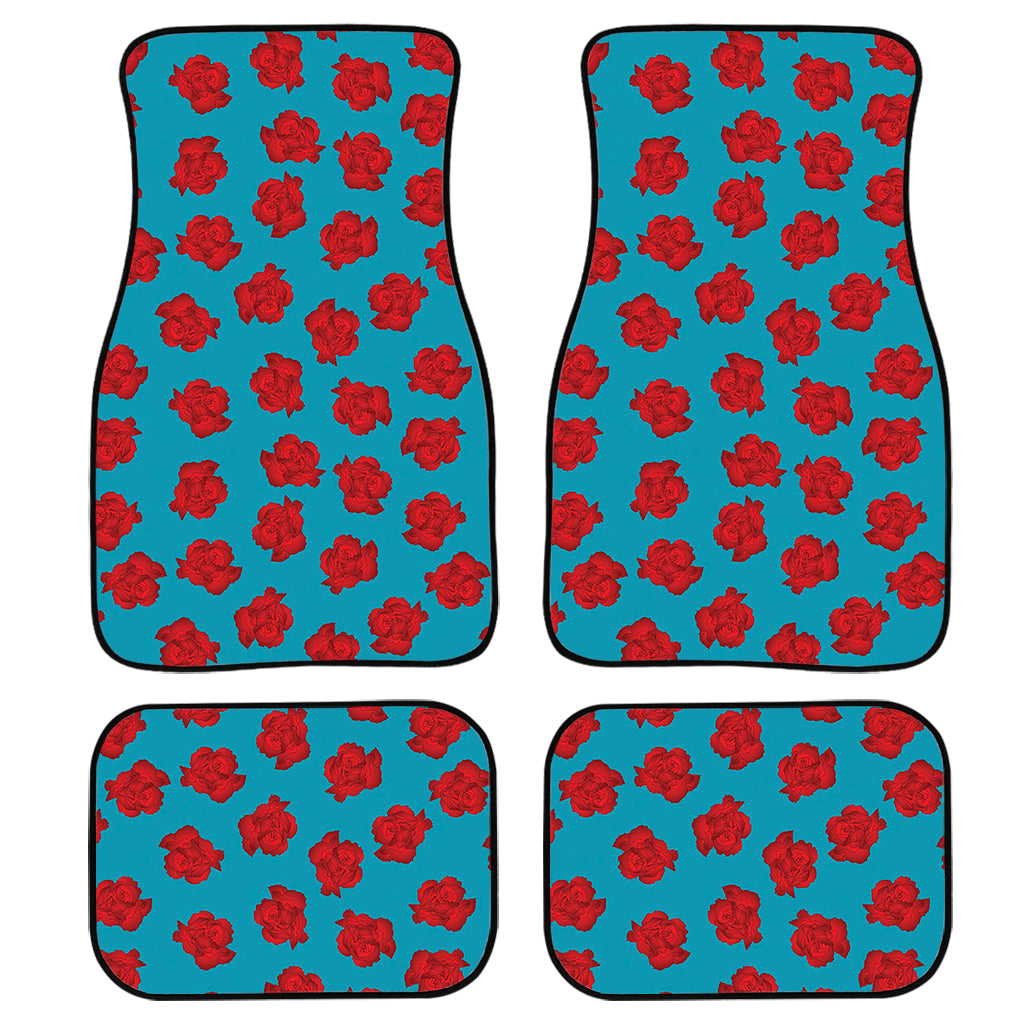 Red And Blue Carnation Pattern Print Front And Back Car Floor Mats/ Front Car Mat