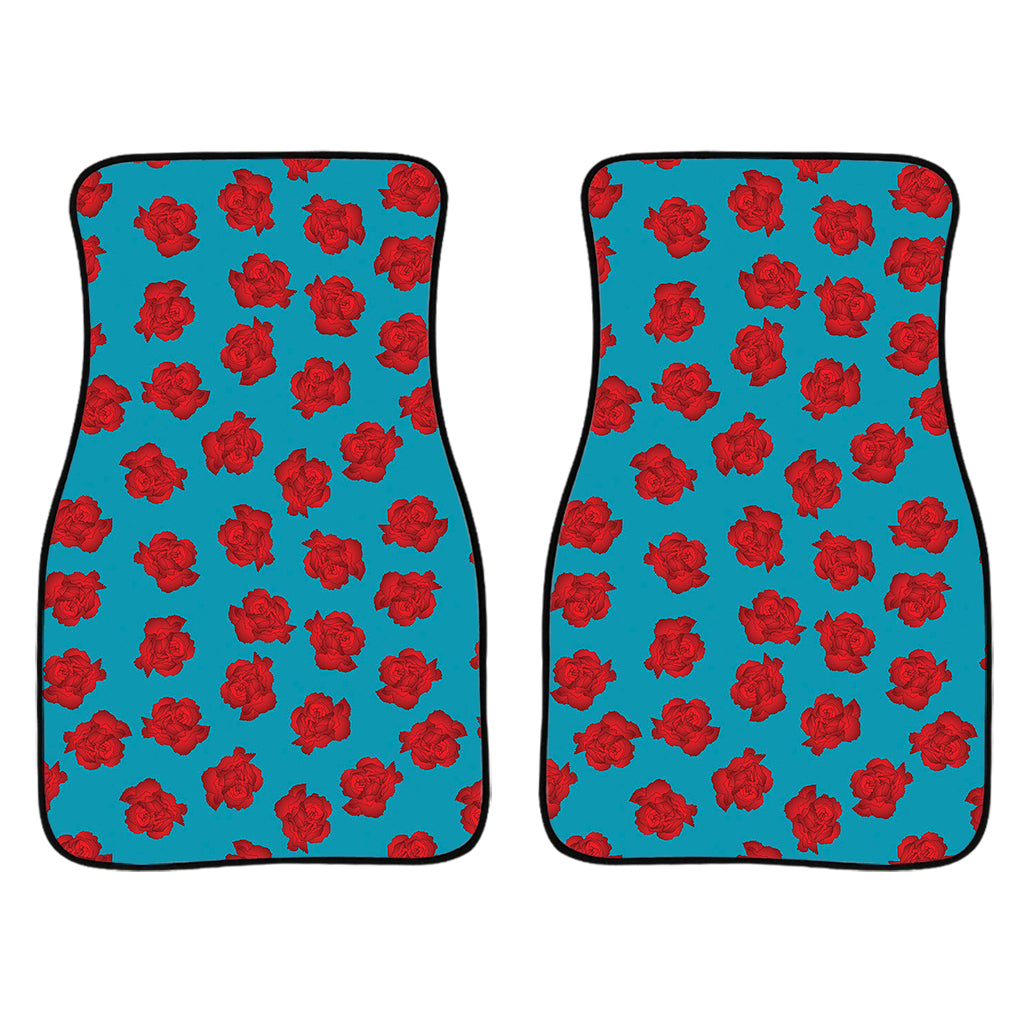 Red And Blue Carnation Pattern Print Front And Back Car Floor Mats/ Front Car Mat