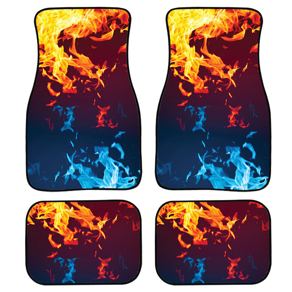 Red And Blue Fire Print Front And Back Car Floor Mats/ Front Car Mat