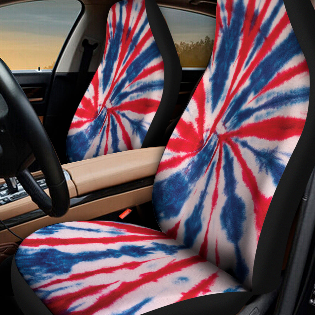 Red And Blue Spider Tie Dye Print Universal Fit Car Seat Covers