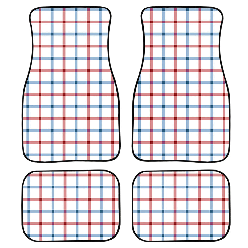 Red And Blue Tattersall Pattern Print Front And Back Car Floor Mats/ Front Car Mat