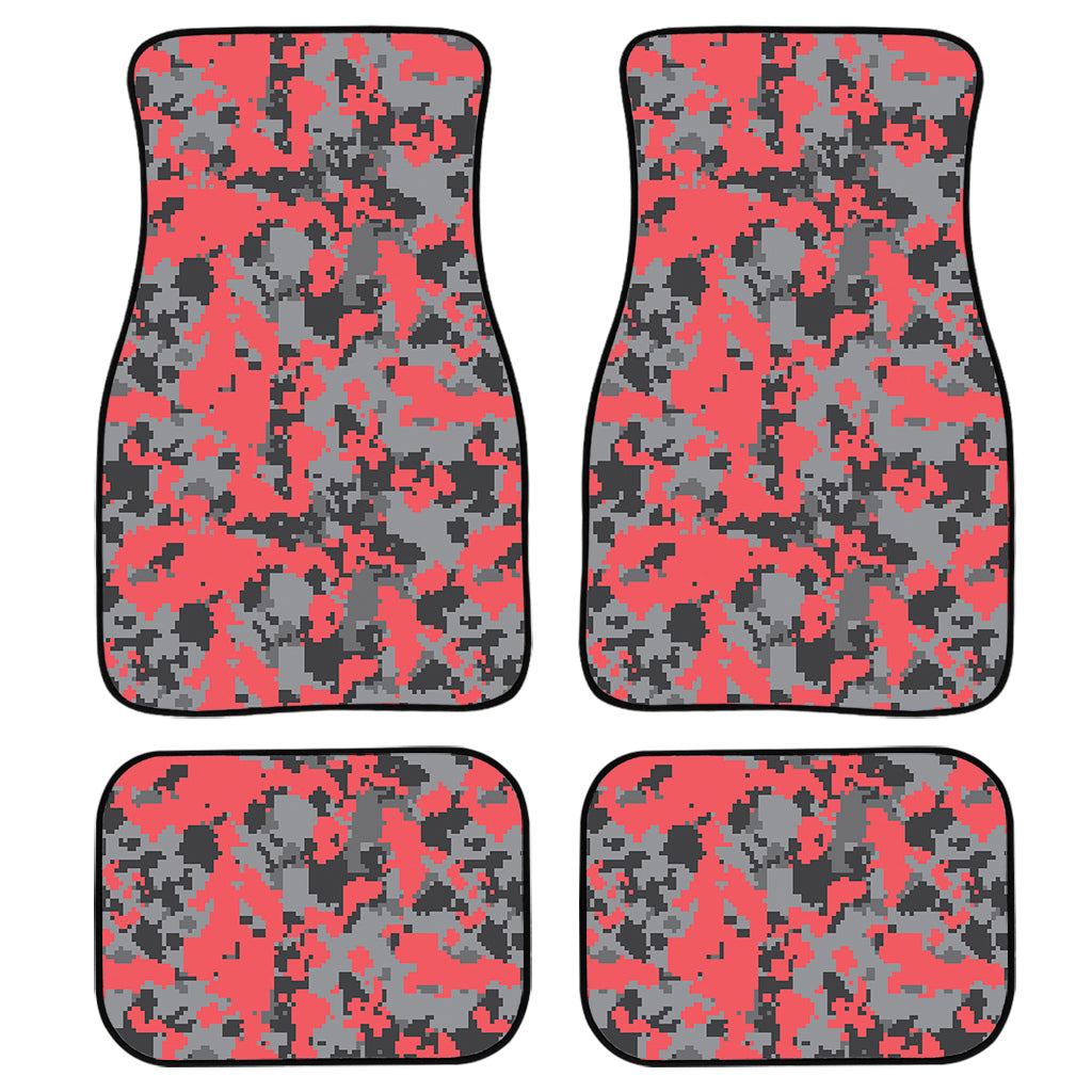 Red And Grey Digital Camo Pattern Print Front And Back Car Floor Mats/ Front Car Mat
