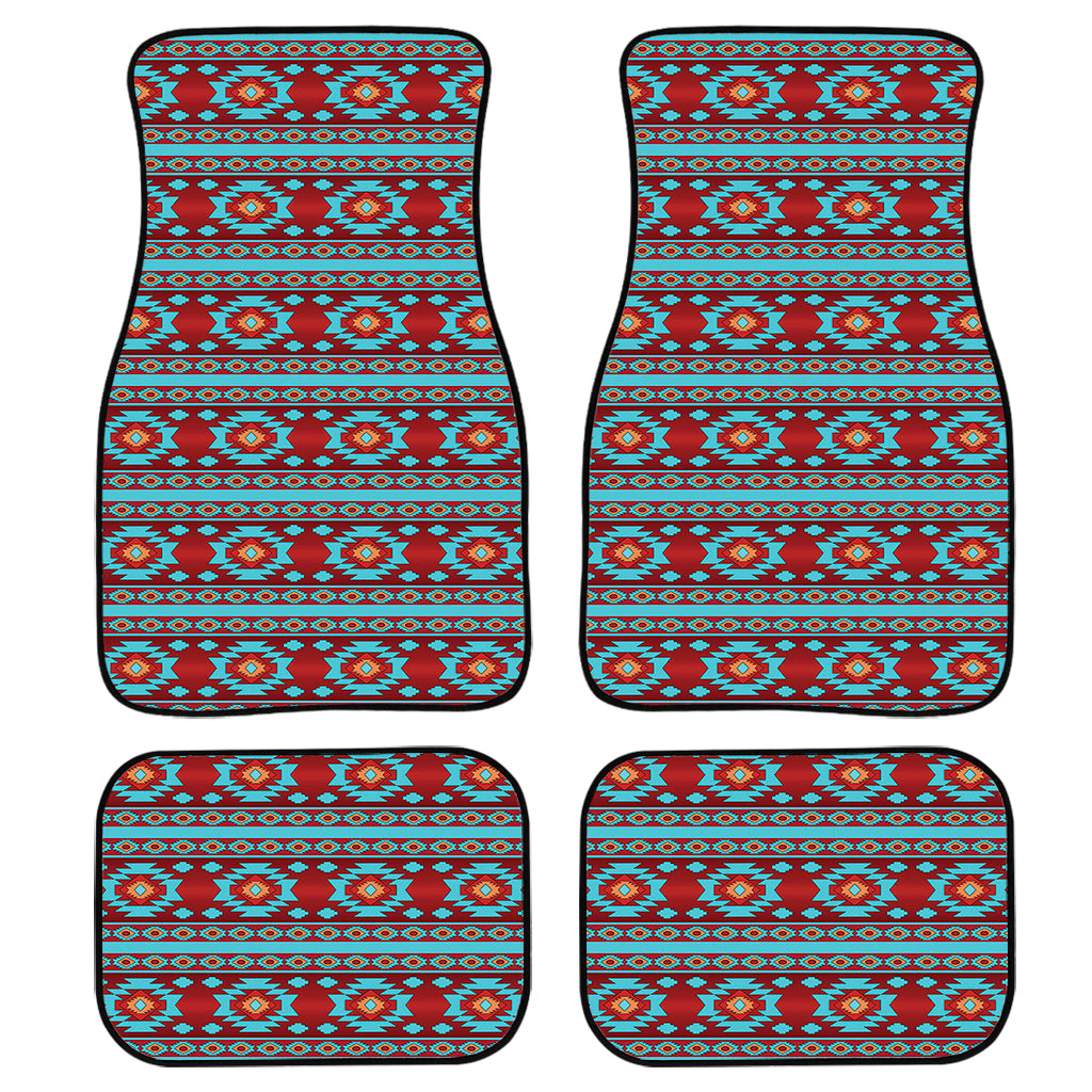 Red And Teal Southwestern Pattern Print Front And Back Car Floor Mats/ Front Car Mat