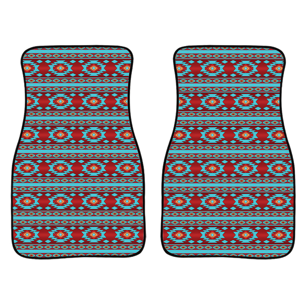 Red And Teal Southwestern Pattern Print Front And Back Car Floor Mats/ Front Car Mat