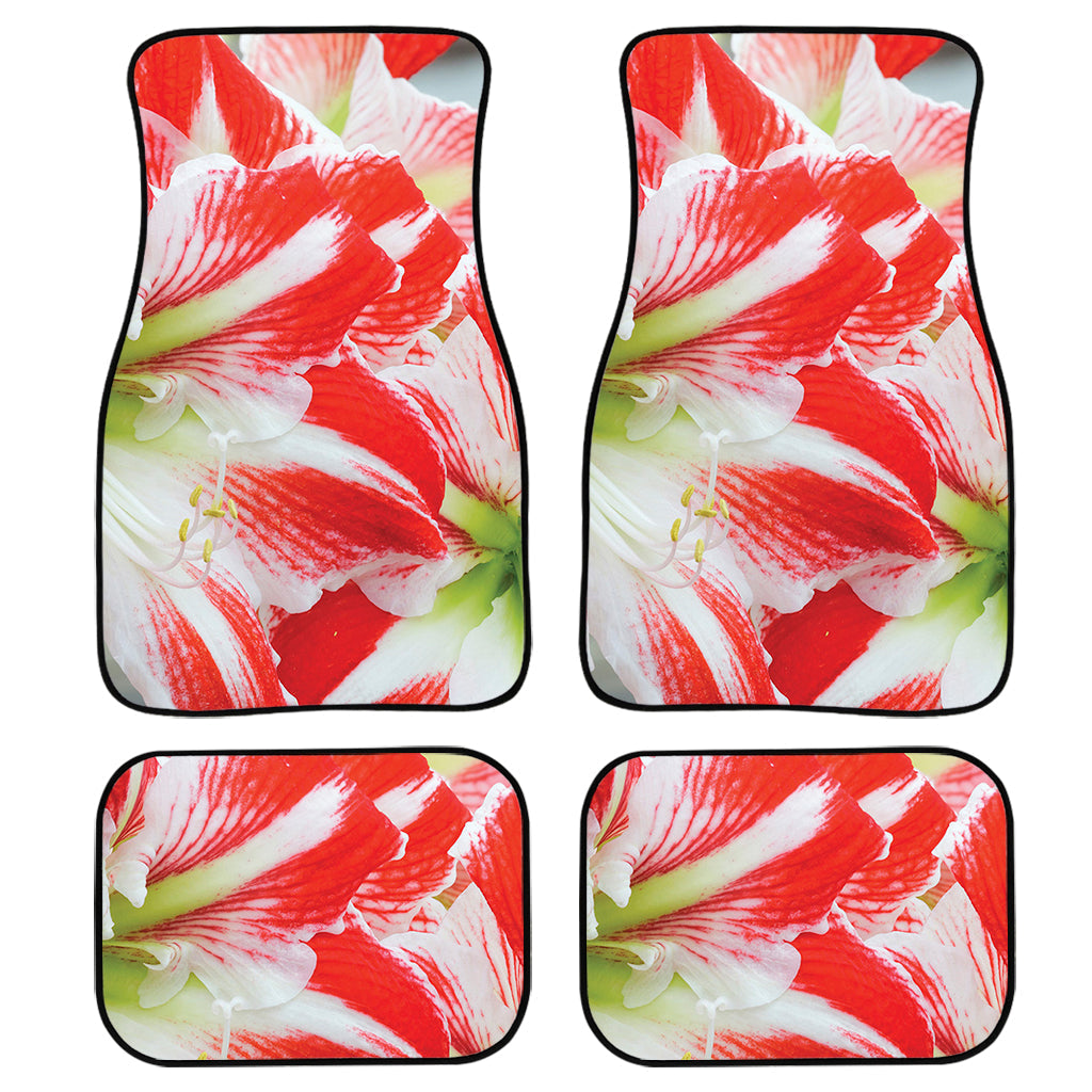 Red And White Amaryllis Print Front And Back Car Floor Mats/ Front Car Mat