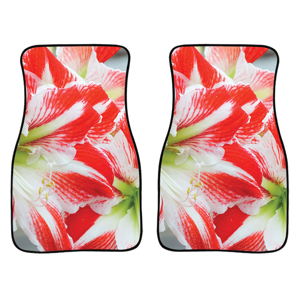 Red And White Amaryllis Print Front And Back Car Floor Mats/ Front Car Mat