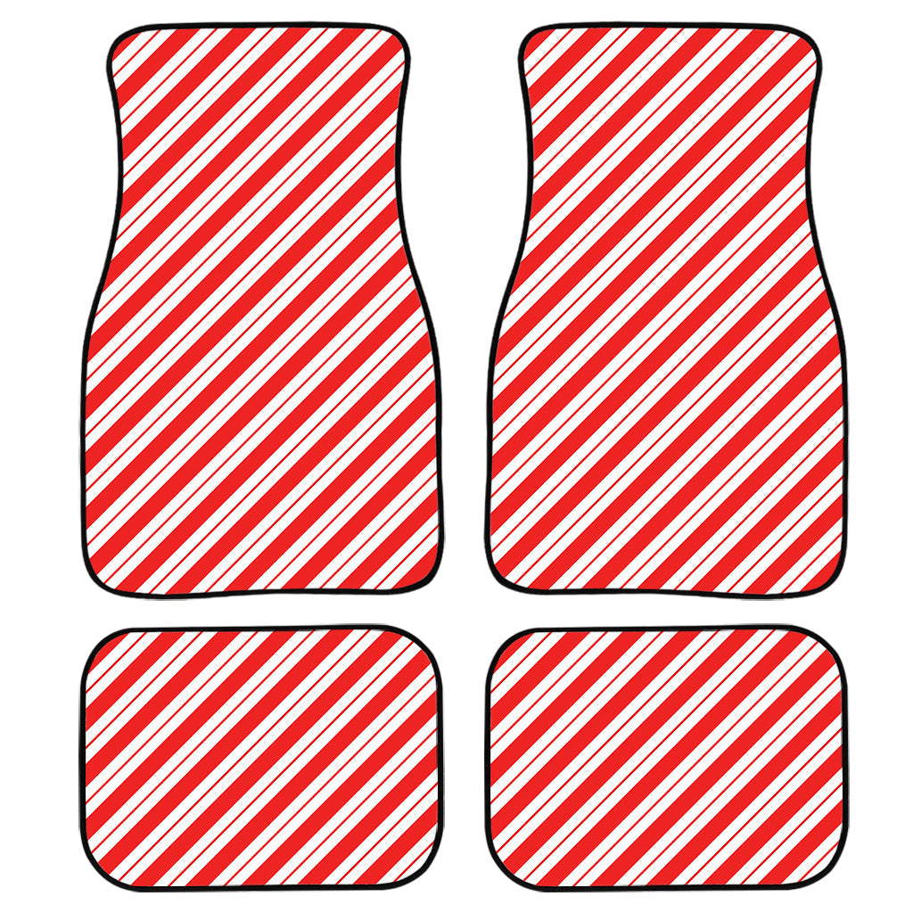 Red And White Candy Cane Stripes Print Front And Back Car Floor Mats/ Front Car Mat