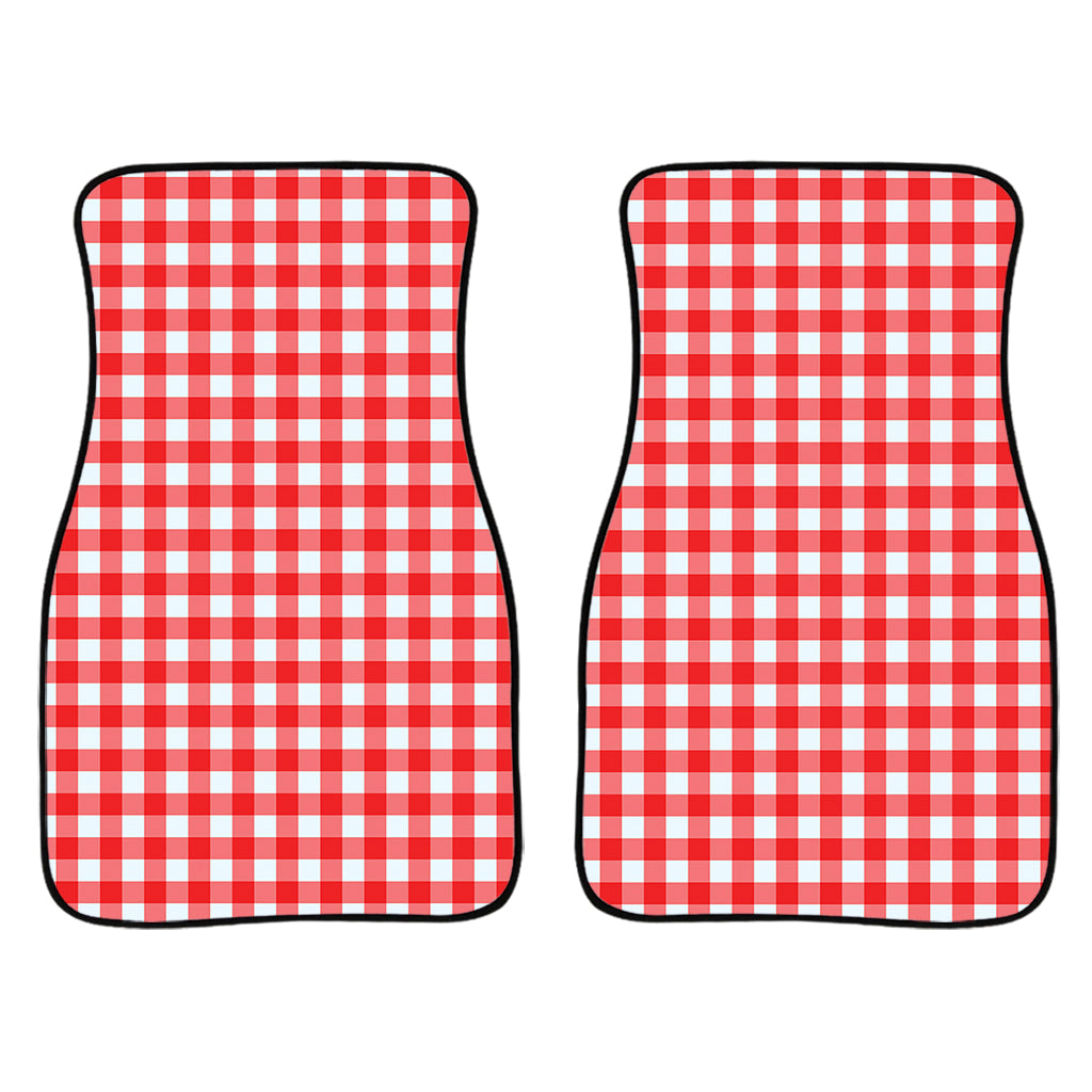 Red And White Check Pattern Print Front And Back Car Floor Mats/ Front Car Mat