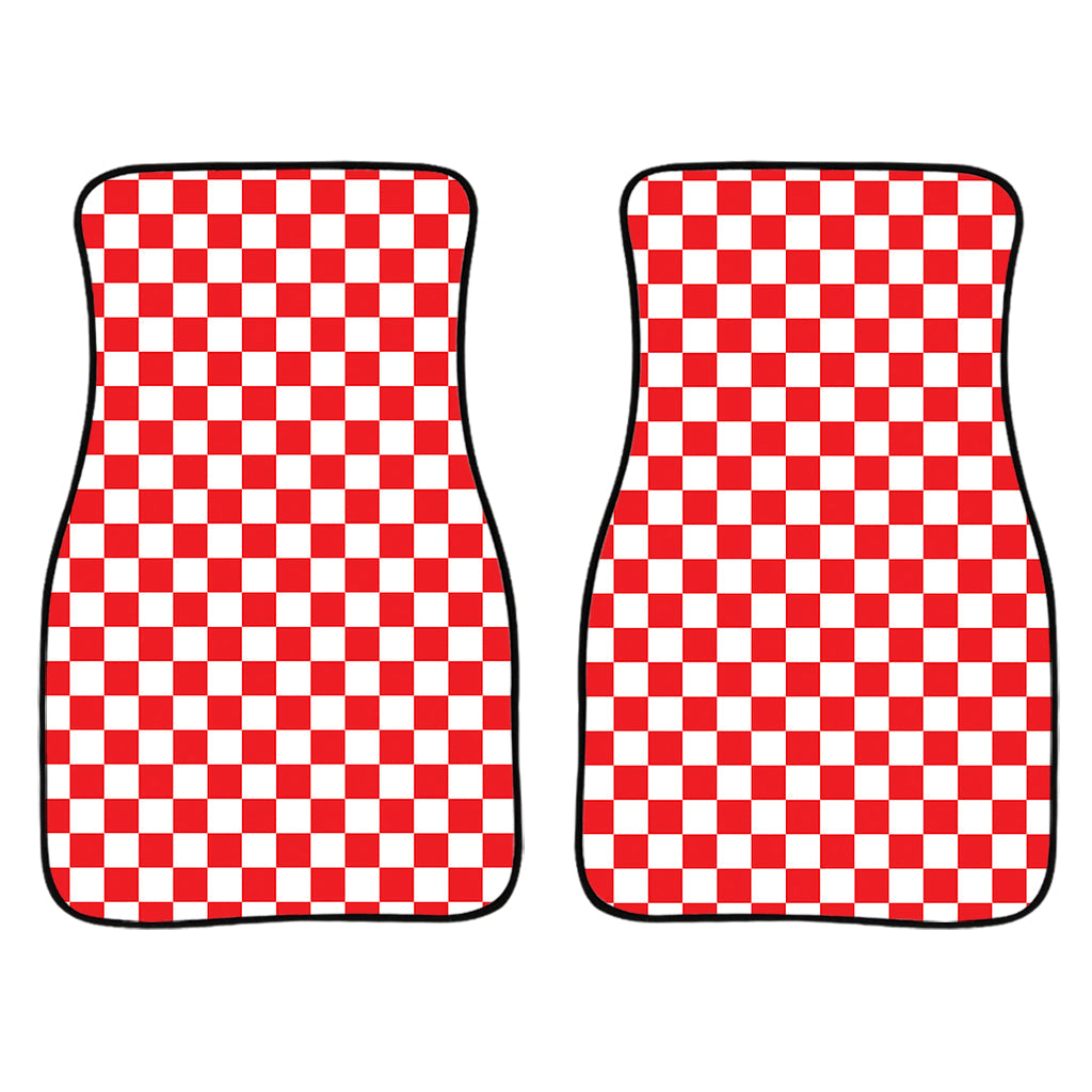Red And White Checkered Pattern Print Front And Back Car Floor Mats/ Front Car Mat
