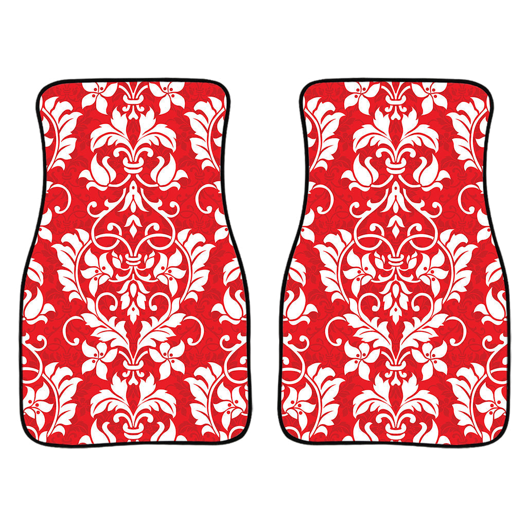 Red And White Damask Pattern Print Front And Back Car Floor Mats/ Front Car Mat