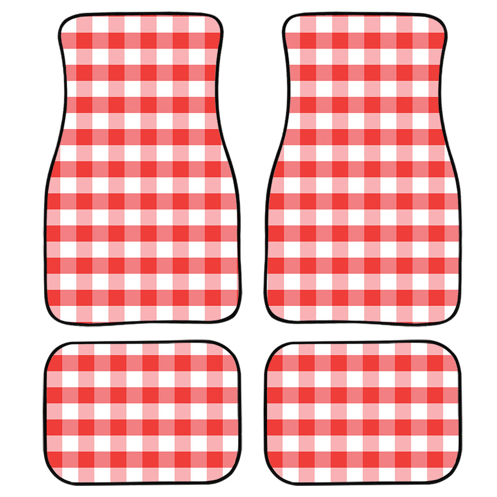Red And White Gingham Pattern Print Front And Back Car Floor Mats/ Front Car Mat