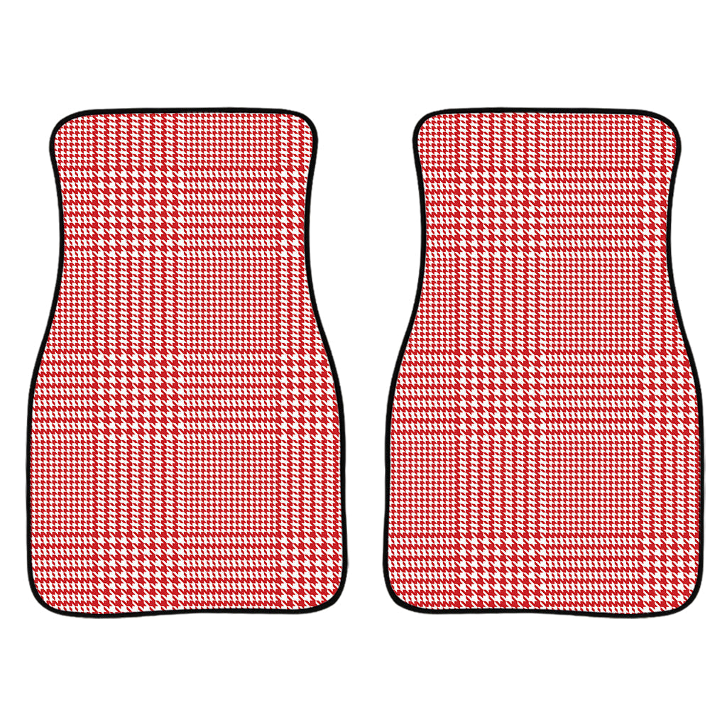 Red And White Glen Plaid Print Front And Back Car Floor Mats/ Front Car Mat
