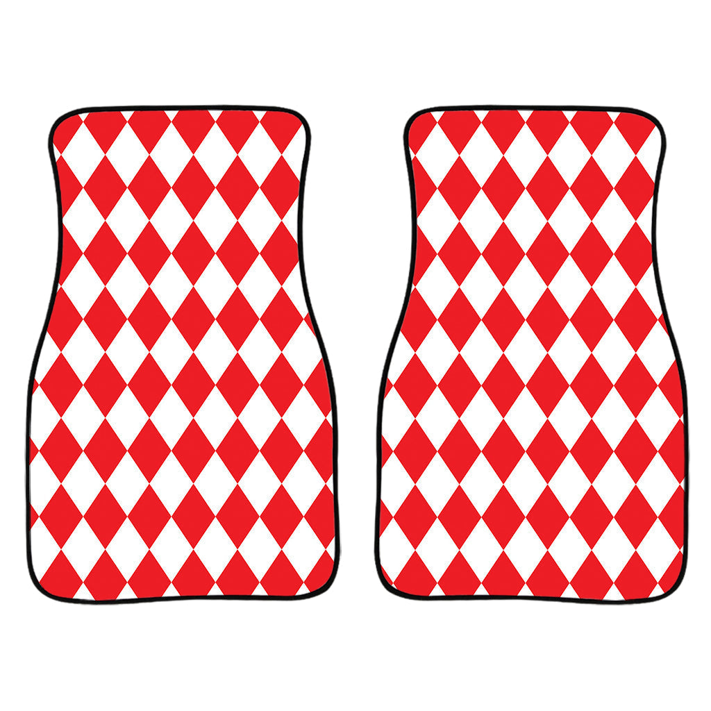 Red And White Harlequin Pattern Print Front And Back Car Floor Mats/ Front Car Mat
