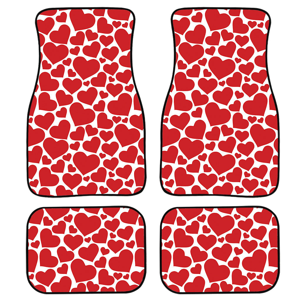 Red And White Heart Pattern Print Front And Back Car Floor Mats/ Front Car Mat