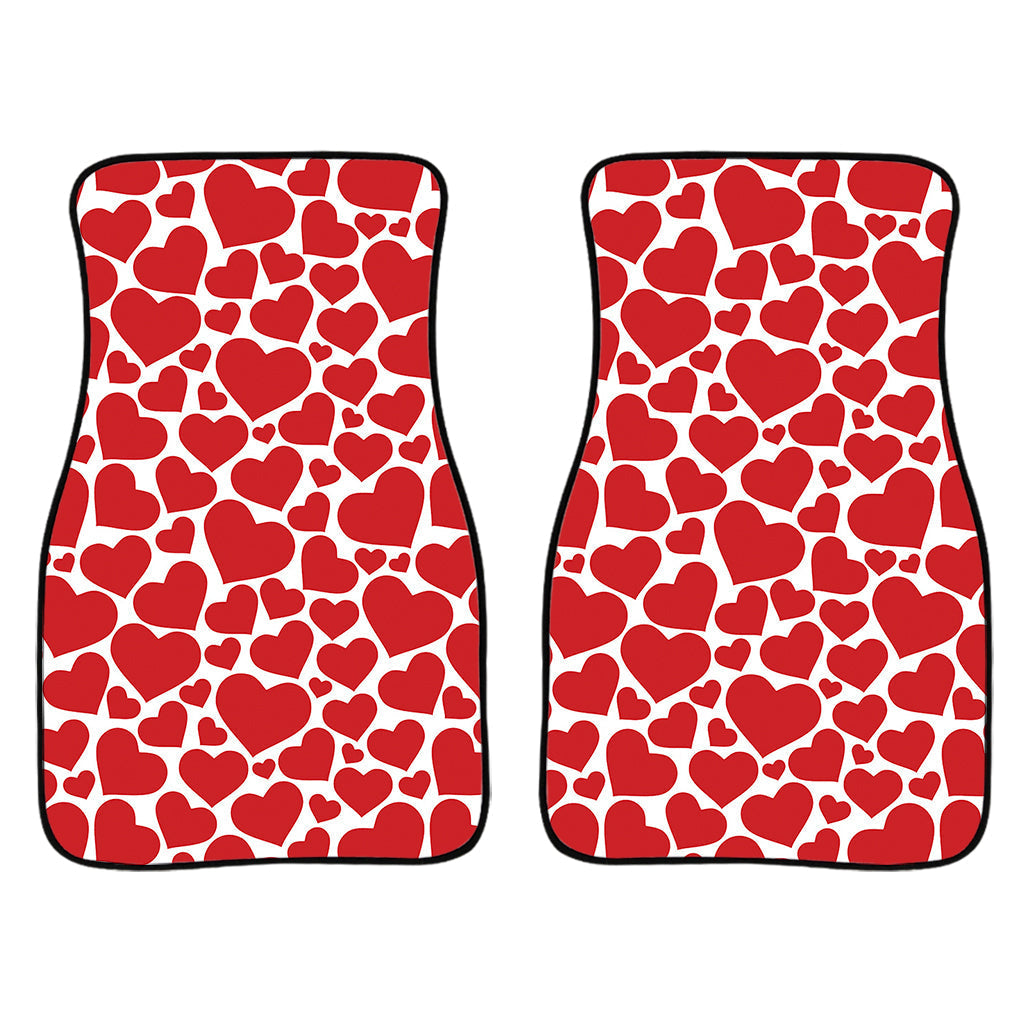 Red And White Heart Pattern Print Front And Back Car Floor Mats/ Front Car Mat