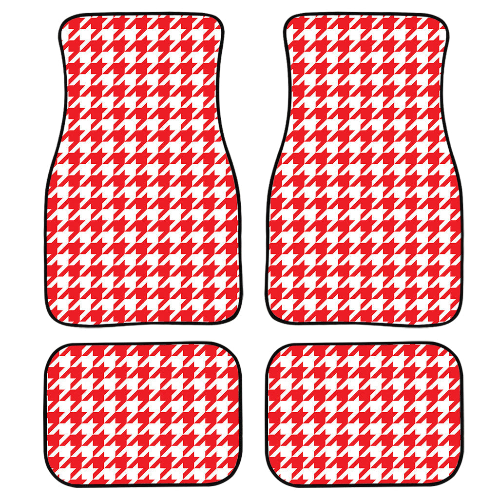 Red And White Houndstooth Pattern Print Front And Back Car Floor Mats/ Front Car Mat