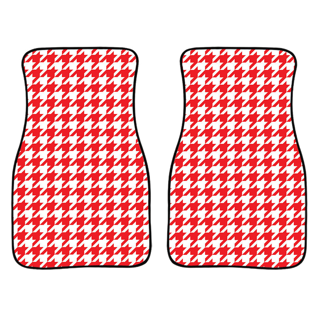 Red And White Houndstooth Pattern Print Front And Back Car Floor Mats/ Front Car Mat