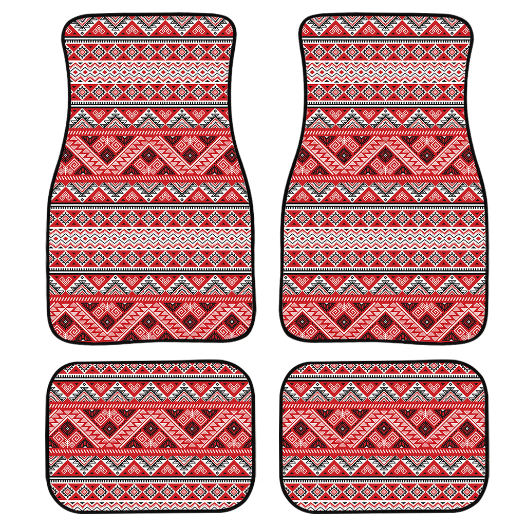 Red And White Native Tribal Print Front And Back Car Floor Mats/ Front Car Mat