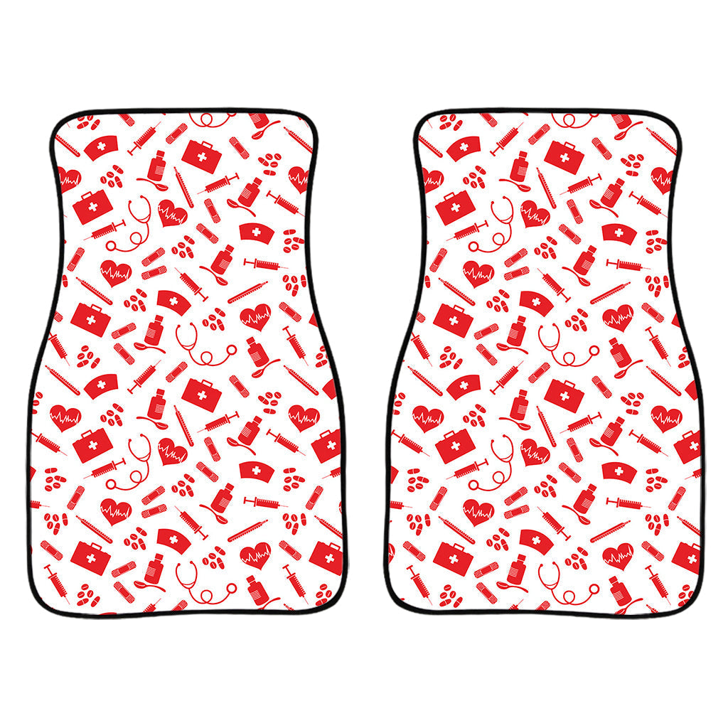 Red And White Nurse Pattern Print Front And Back Car Floor Mats/ Front Car Mat