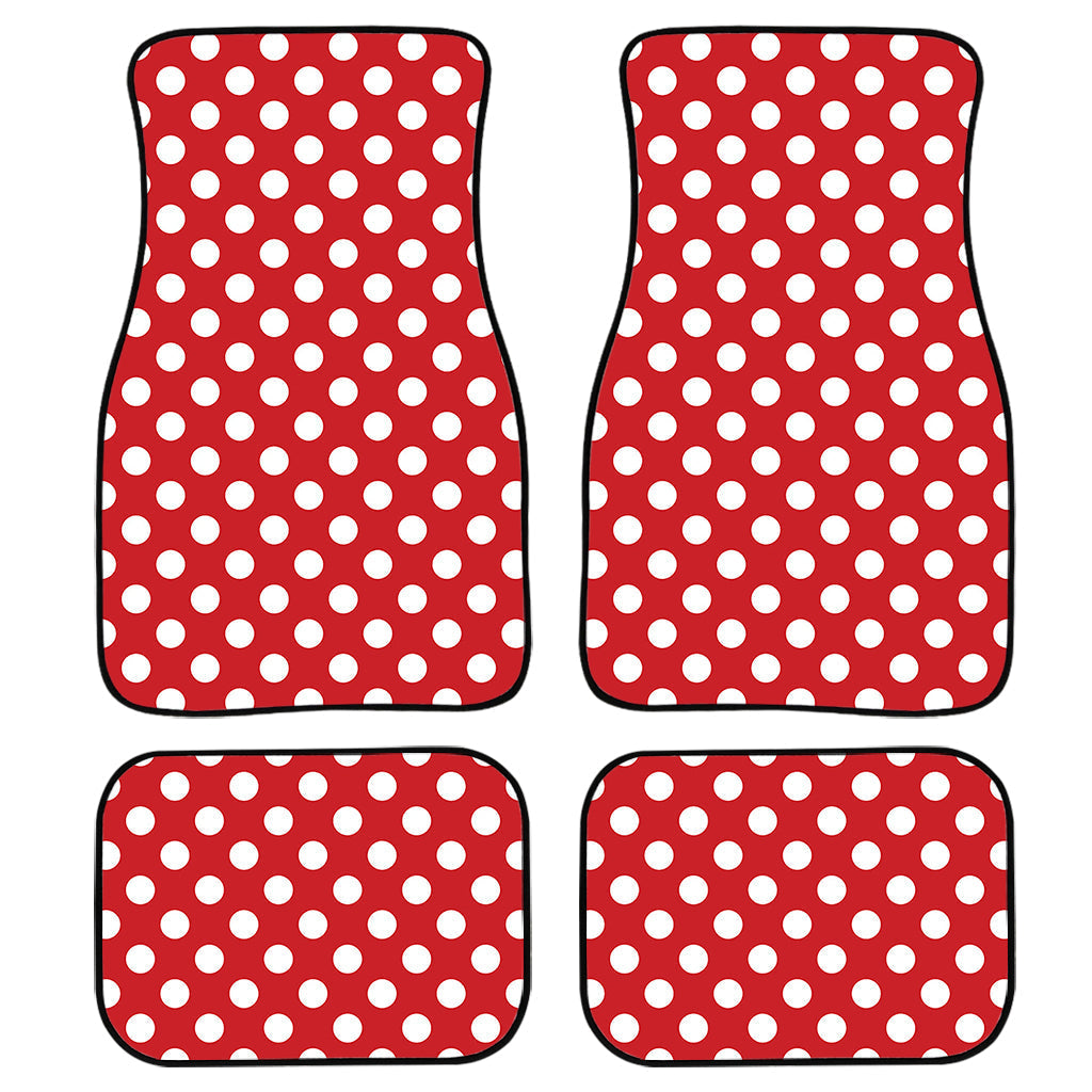 Red And White Polka Dot Pattern Print Front And Back Car Floor Mats/ Front Car Mat