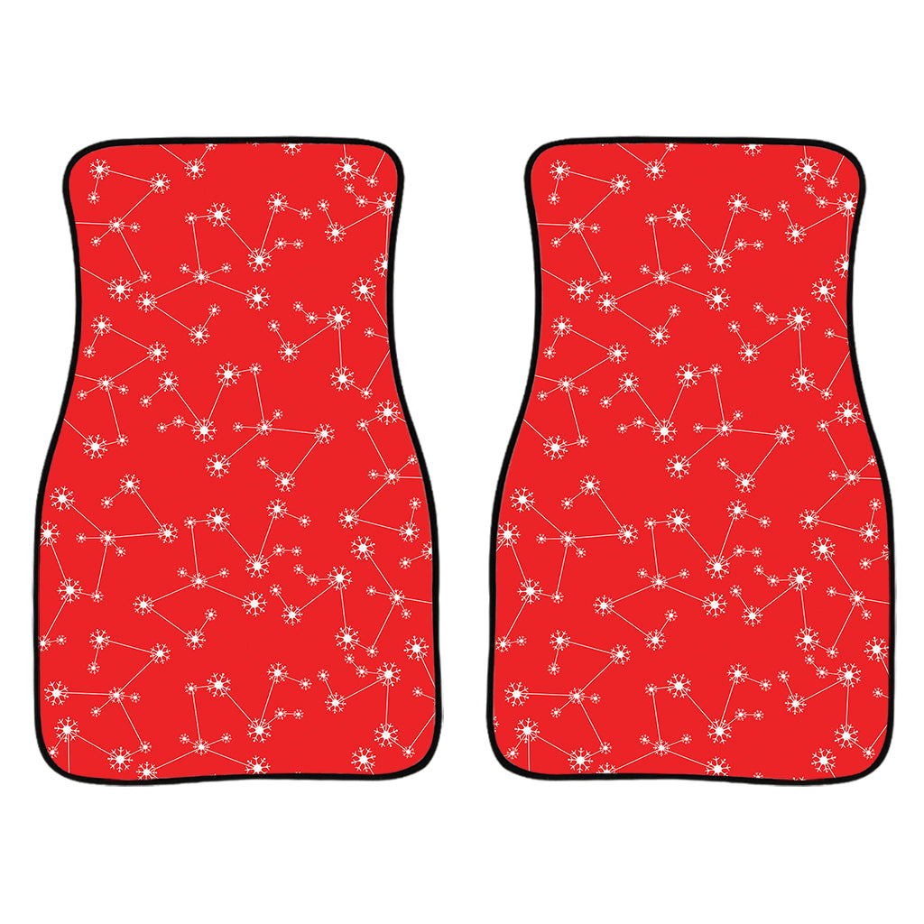Red And White Snowflake Pattern Print Front And Back Car Floor Mats/ Front Car Mat