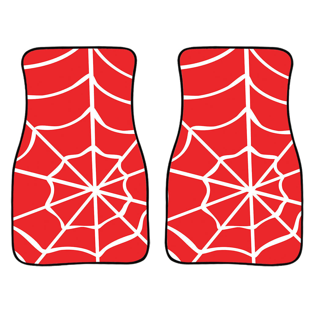 Red And White Spider Web Pattern Print Front And Back Car Floor Mats/ Front Car Mat