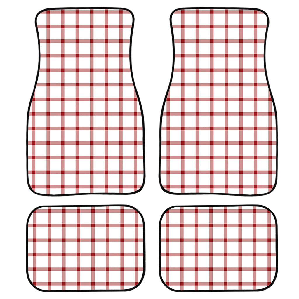 Red And White Tattersall Pattern Print Front And Back Car Floor Mats/ Front Car Mat