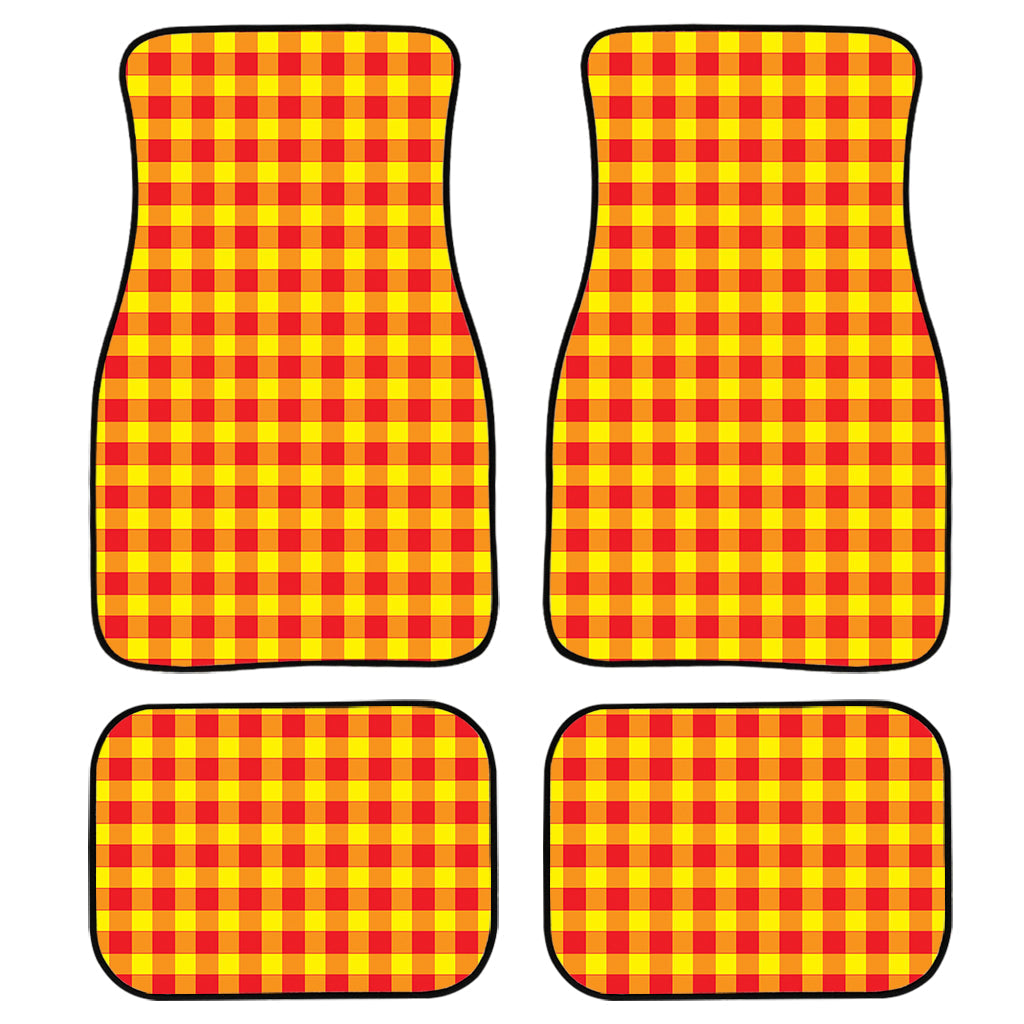 Red And Yellow Check Pattern Print Front And Back Car Floor Mats/ Front Car Mat