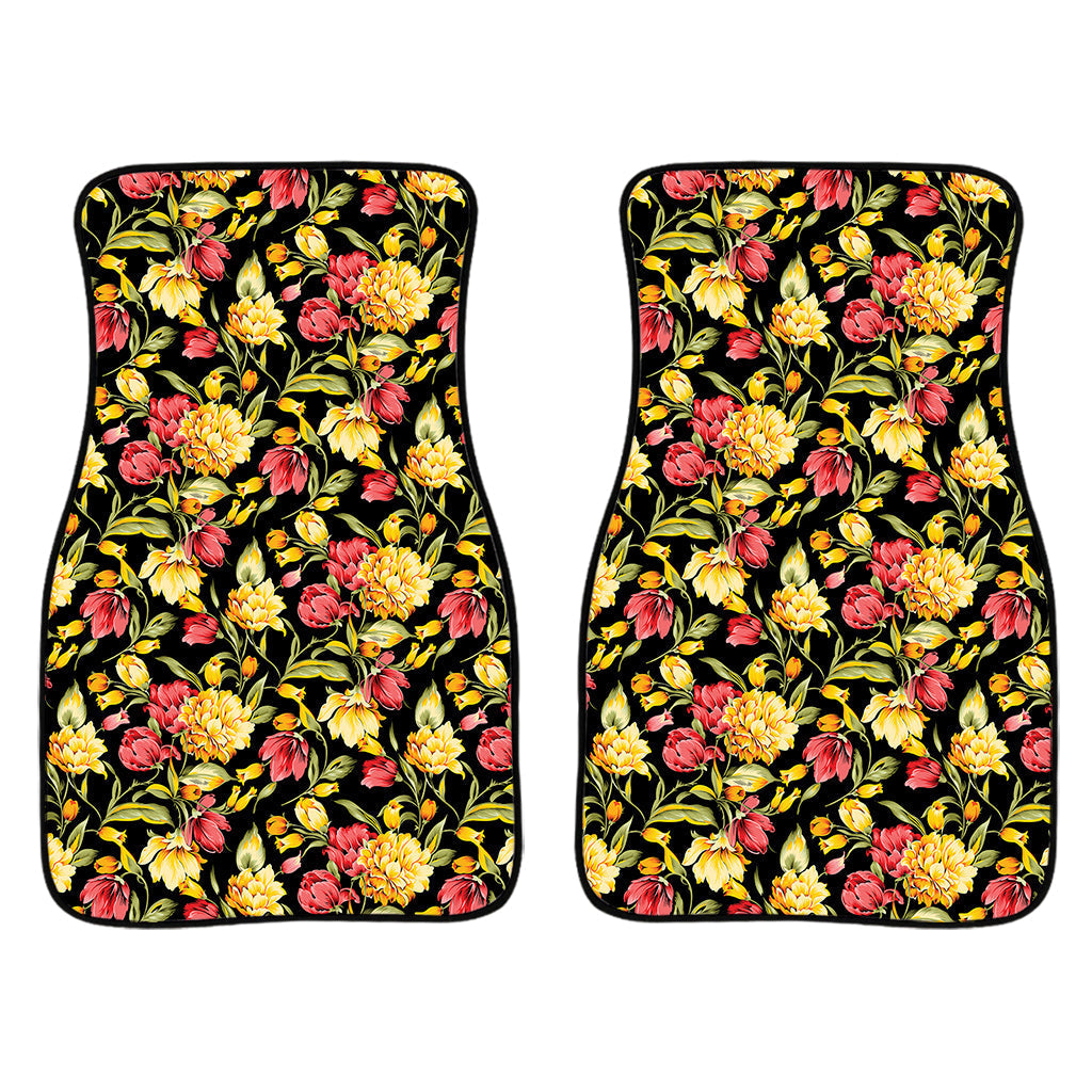 Red And Yellow Flowers Print Front And Back Car Floor Mats/ Front Car Mat