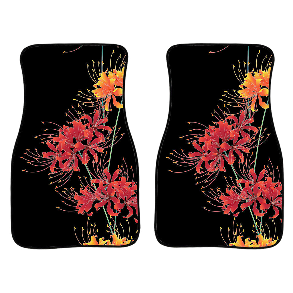 Red And Yellow Japanese Amaryllis Print Front And Back Car Floor Mats/ Front Car Mat
