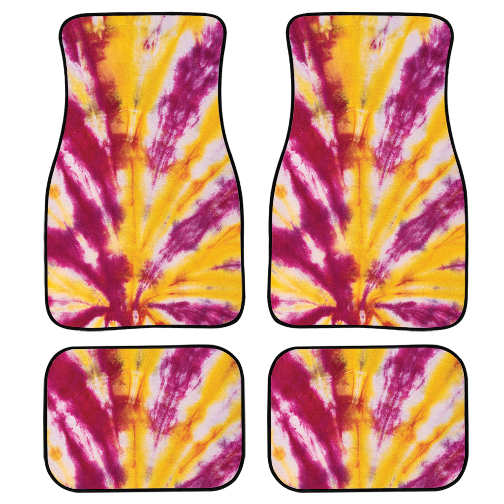 Red And Yellow Spider Tie Dye Print Front And Back Car Floor Mats/ Front Car Mat