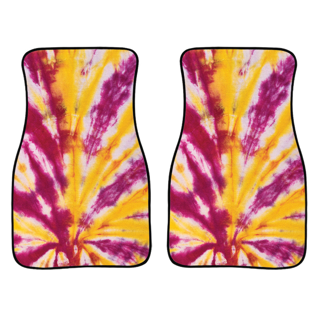 Red And Yellow Spider Tie Dye Print Front And Back Car Floor Mats/ Front Car Mat