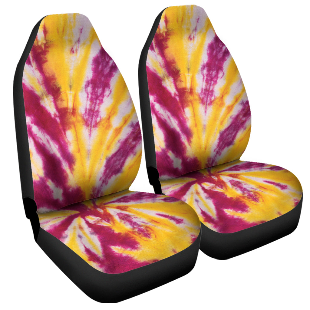 Red And Yellow Spider Tie Dye Print Universal Fit Car Seat Covers