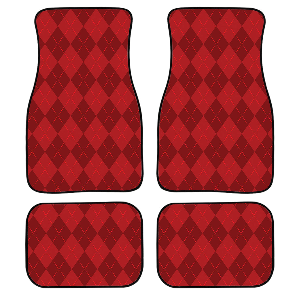 Red Argyle Pattern Print Front And Back Car Floor Mats/ Front Car Mat