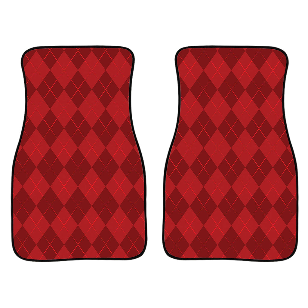Red Argyle Pattern Print Front And Back Car Floor Mats/ Front Car Mat
