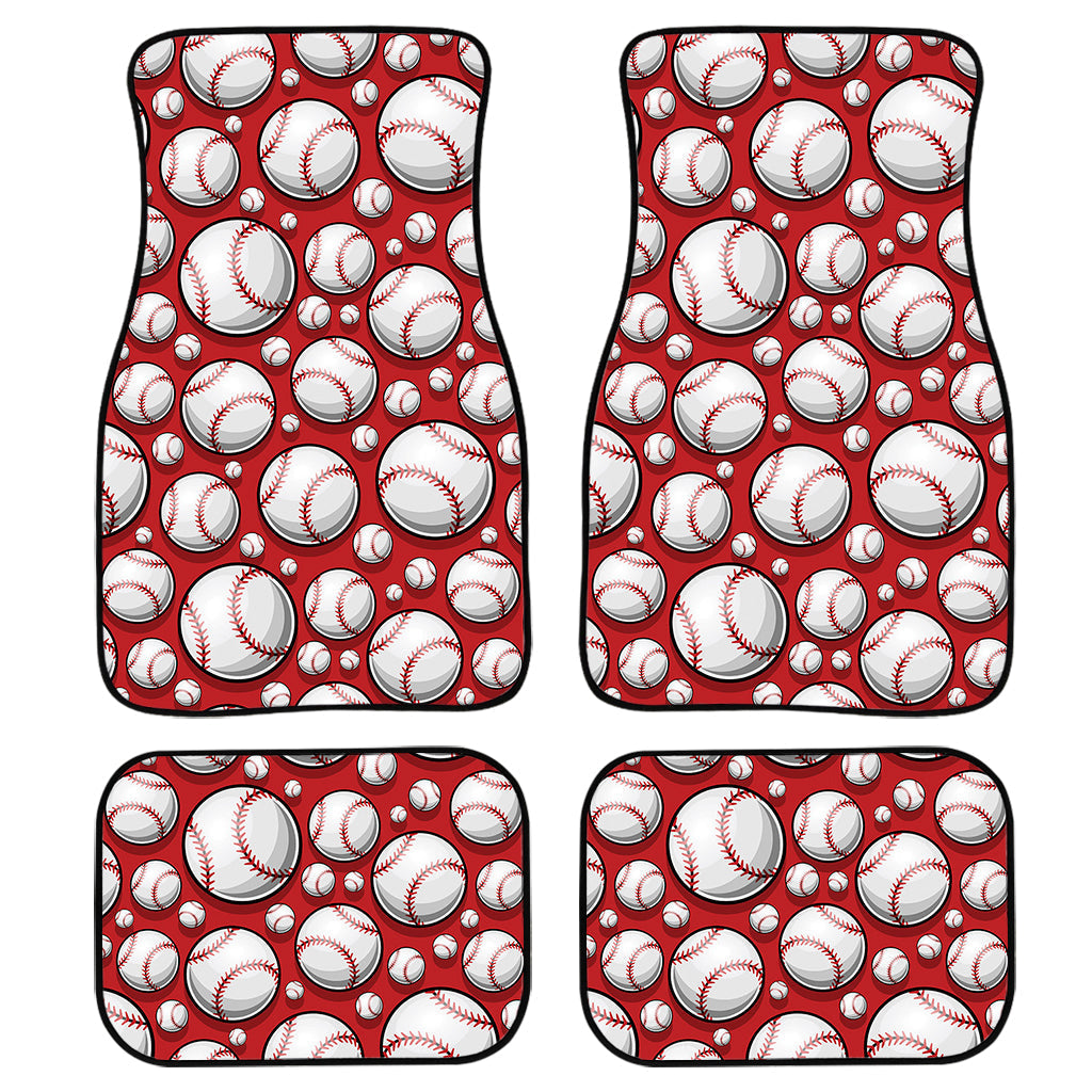 Red Baseball Pattern Print Front And Back Car Floor Mats/ Front Car Mat