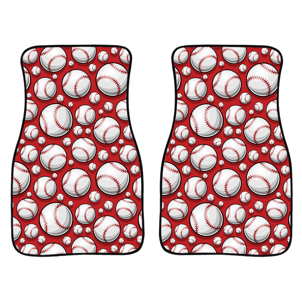 Red Baseball Pattern Print Front And Back Car Floor Mats/ Front Car Mat